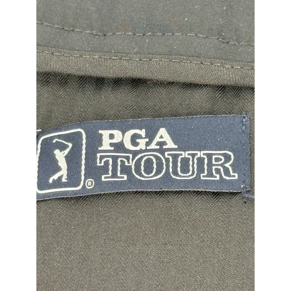 PGA Tour Mens Black Pleated Golf Shorts Polyester Relaxed Fit Activewear Sz 36